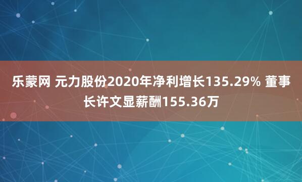 乐蒙网 元力股份2020年净利增长135.29% 董事长许文显薪酬155.36万