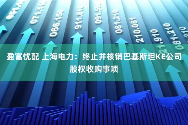盈富忧配 上海电力：终止并核销巴基斯坦KE公司股权收购事项